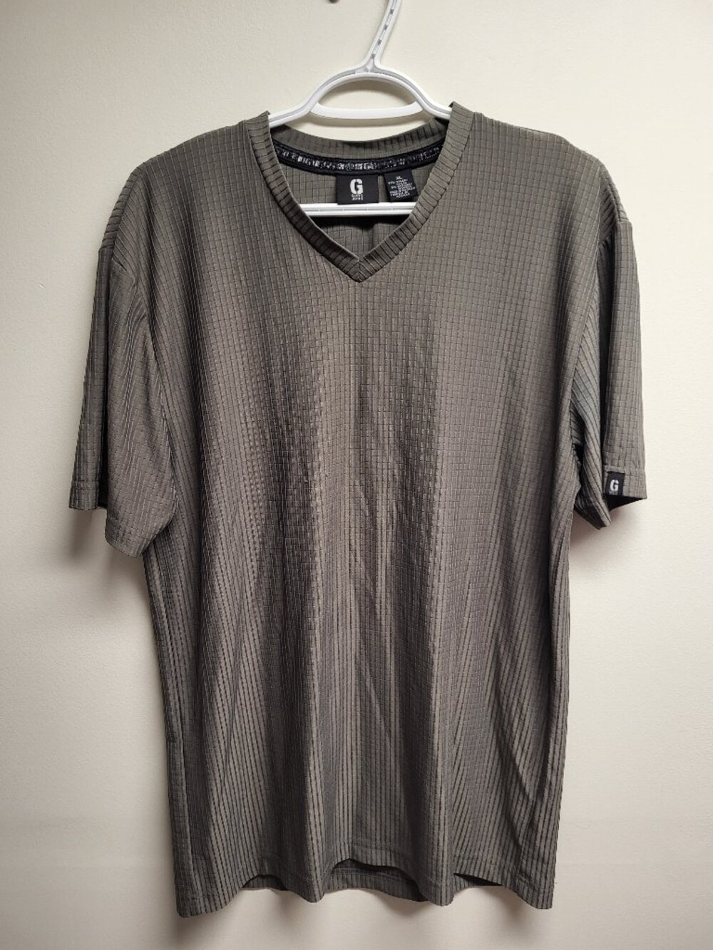 GUESS Jeans Olive Green Textured V-Neck T-Shirt Men's Size Large